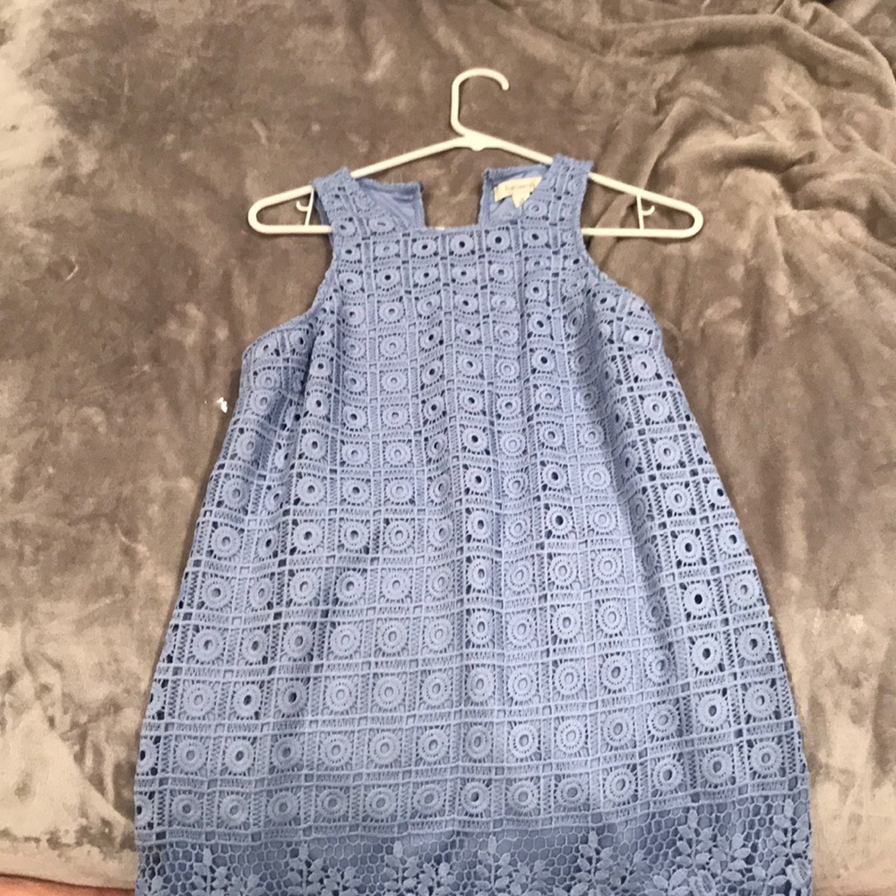 Francesca's Collections Blue Crochet Mini Dress